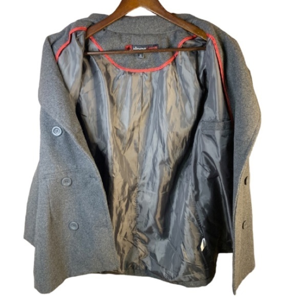 Ladies Grey Pea Coat Size Medium Alpine Swiss Double Breasted Wool Blend Jacket - Picture 3 of 8